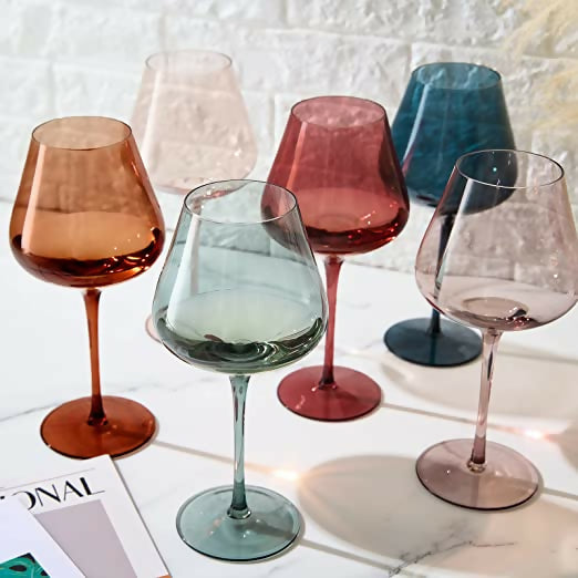 Pastel Large Crystal Red Wine Glasses