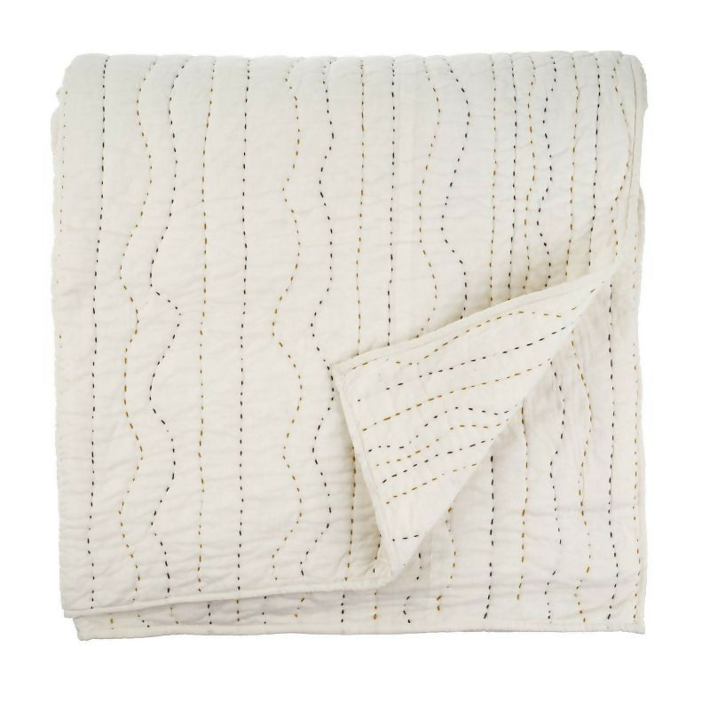 Cloud Kantha Bed Quilt - Earth