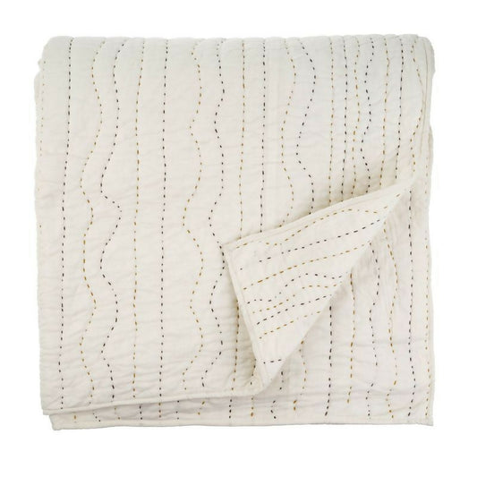 Cloud Kantha Bed Quilt - Earth