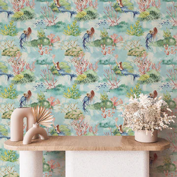 Mermaid Toile Peel and Stick Wallpaper