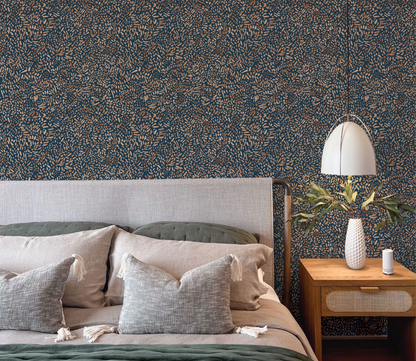 Brushstroke Garden: Toasted Almond & Navy Peel & Stick Tempaper Wallpaper