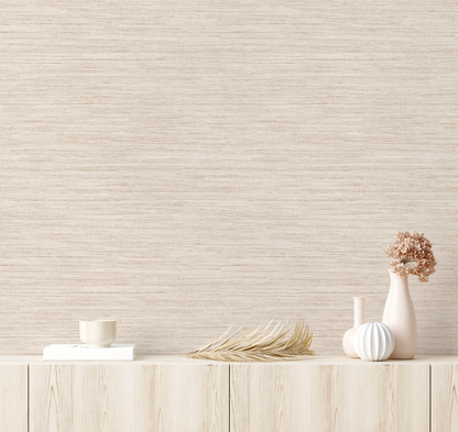 Faux Horizontal Grasscloth Peel and Stick Wallpaper