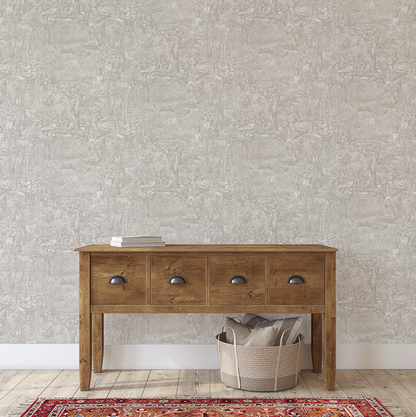 Jungle Toile Countryside Grey Wallpaper