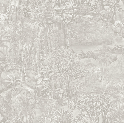 Jungle Toile Countryside Grey Wallpaper
