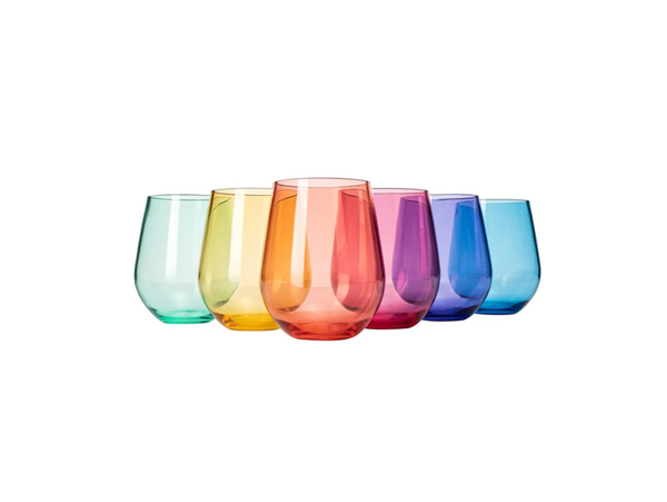 Unbreakable Stemless Acrylic Wine Glasses, Set of 6