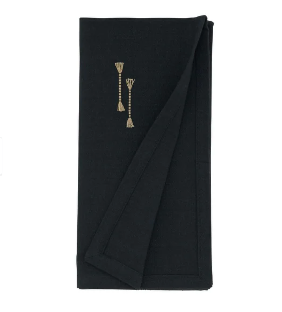 Fringe Line Napkin - Black
