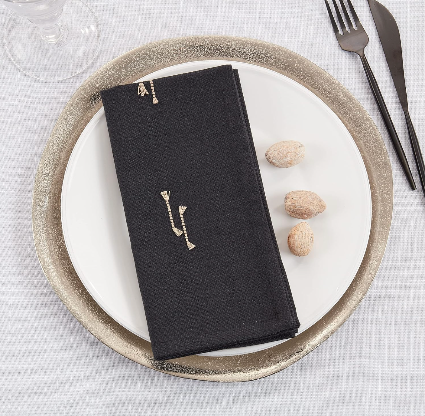 Fringe Line Napkin - Black