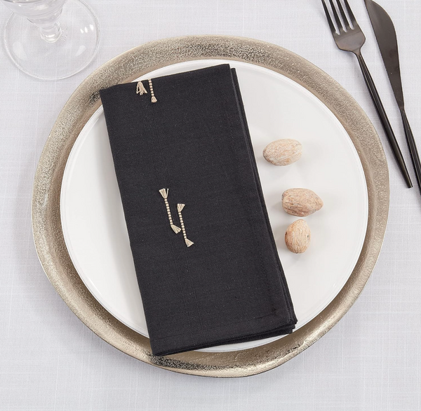 Fringe Line Napkin - Black