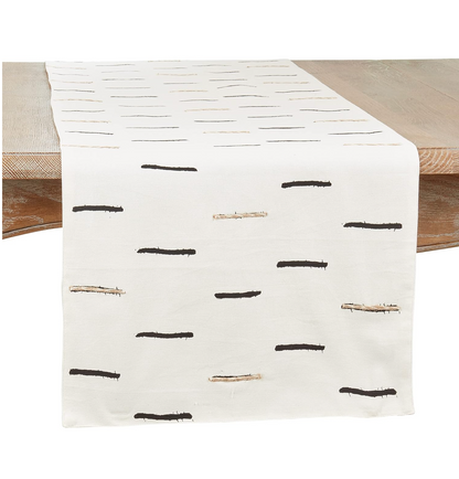 Embroidered Dashes Runner