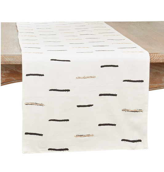 Embroidered Dashes Runner
