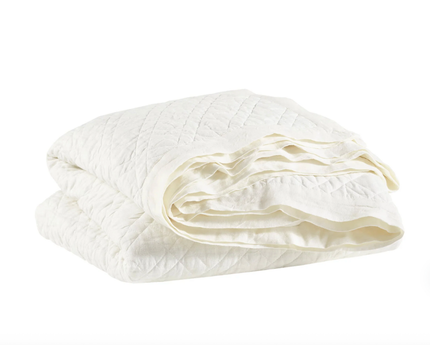 Washed Linen Quilt - Ivory