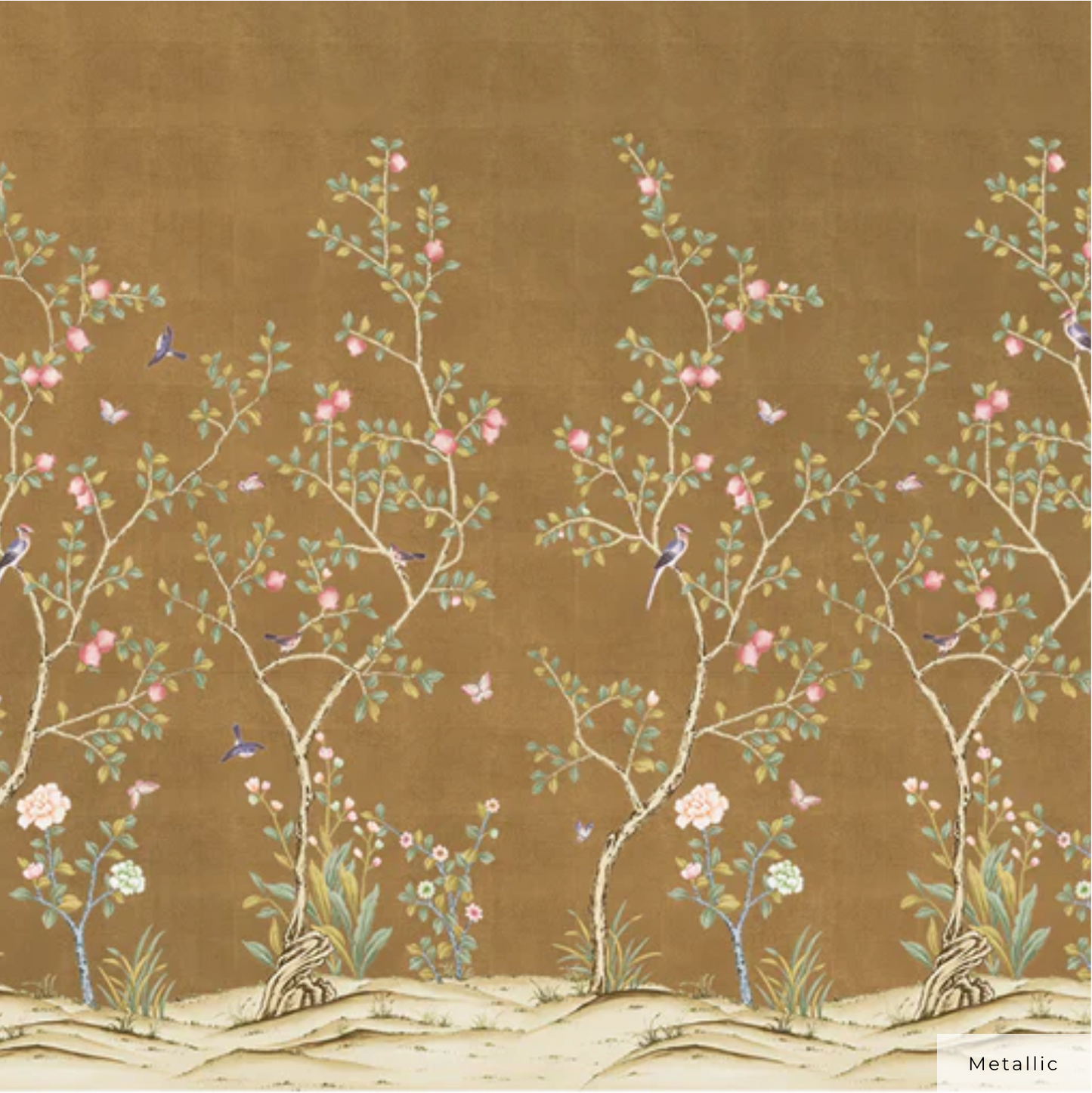 Pomegranate Peel and Stick Wall Mural - Metallic Antique Gold