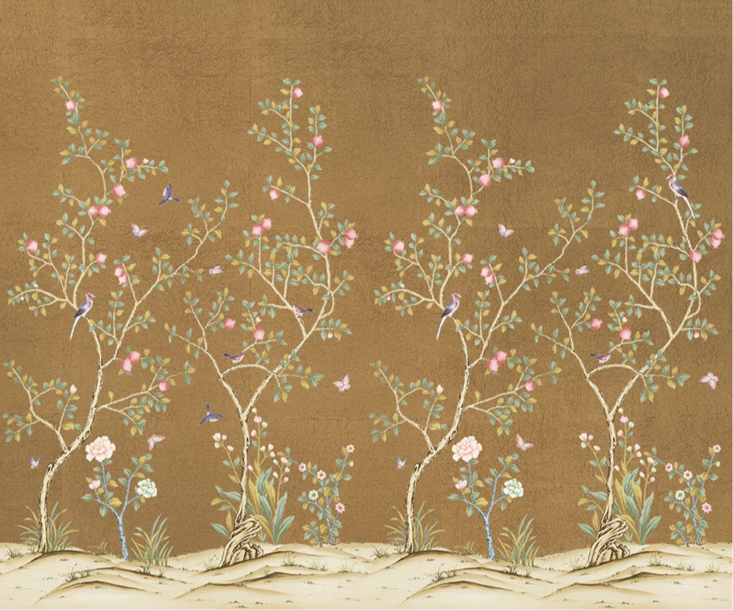 Pomegranate Peel and Stick Wall Mural - Metallic Antique Gold