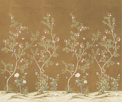 Pomegranate Peel and Stick Wall Mural - Metallic Antique Gold