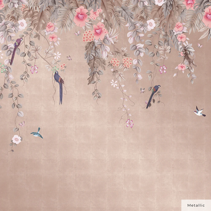 Canopy Peel and Stick Wall Mural - Metallic Blush Rainforest