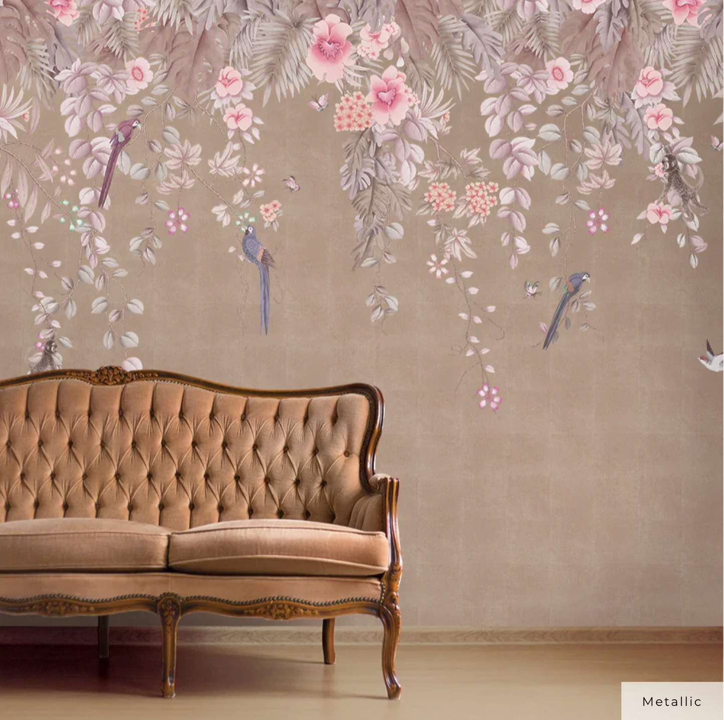 Canopy Peel and Stick Wall Mural - Metallic Blush Rainforest