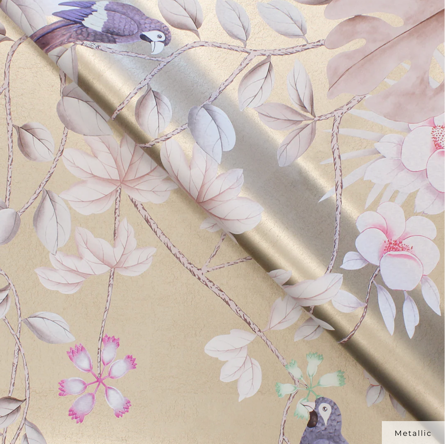 Canopy Peel and Stick Wall Mural - Metallic Blush Rainforest