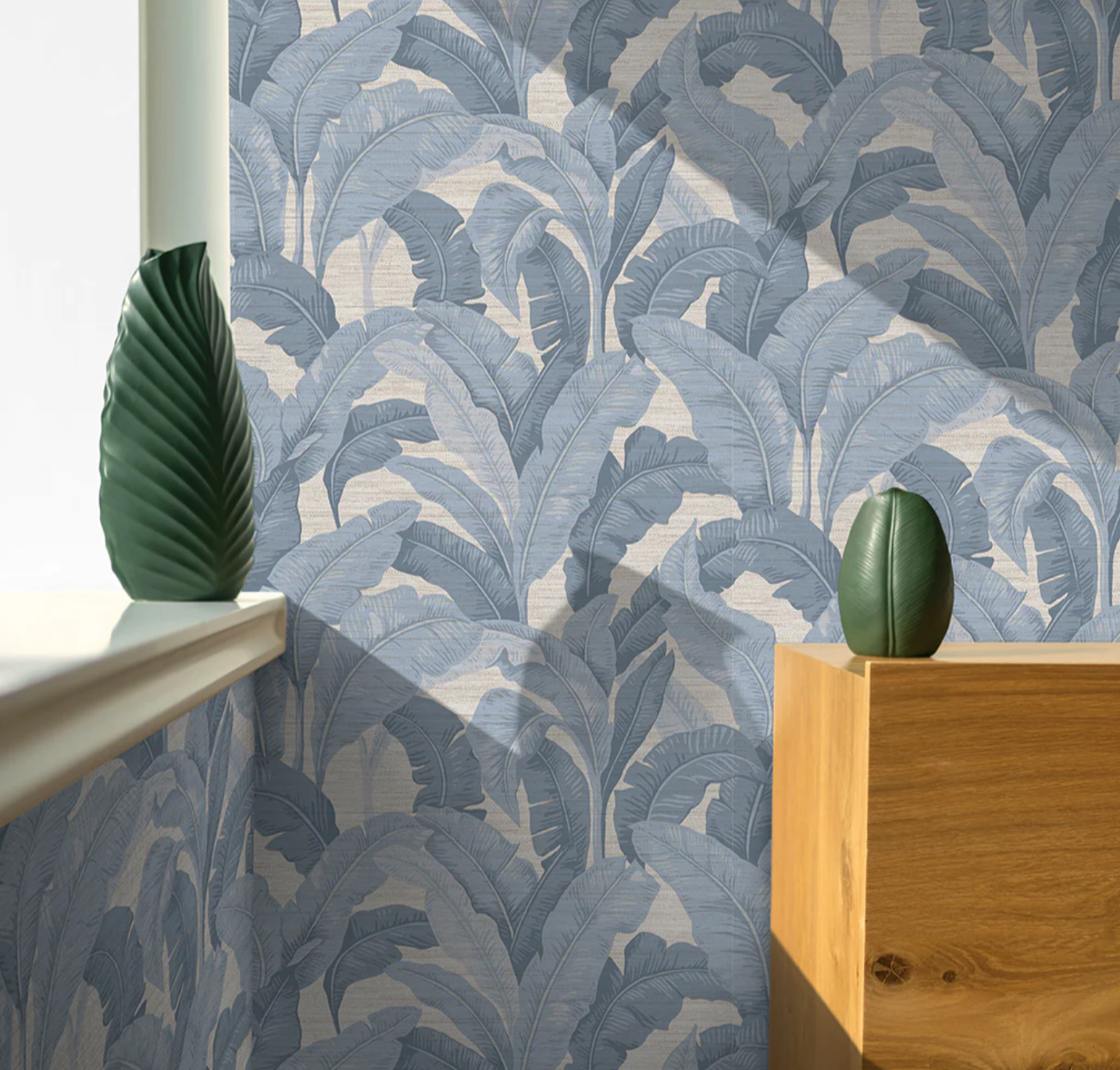 Layered Palm Faux Grasscloth Peel and Stick Wallpaper