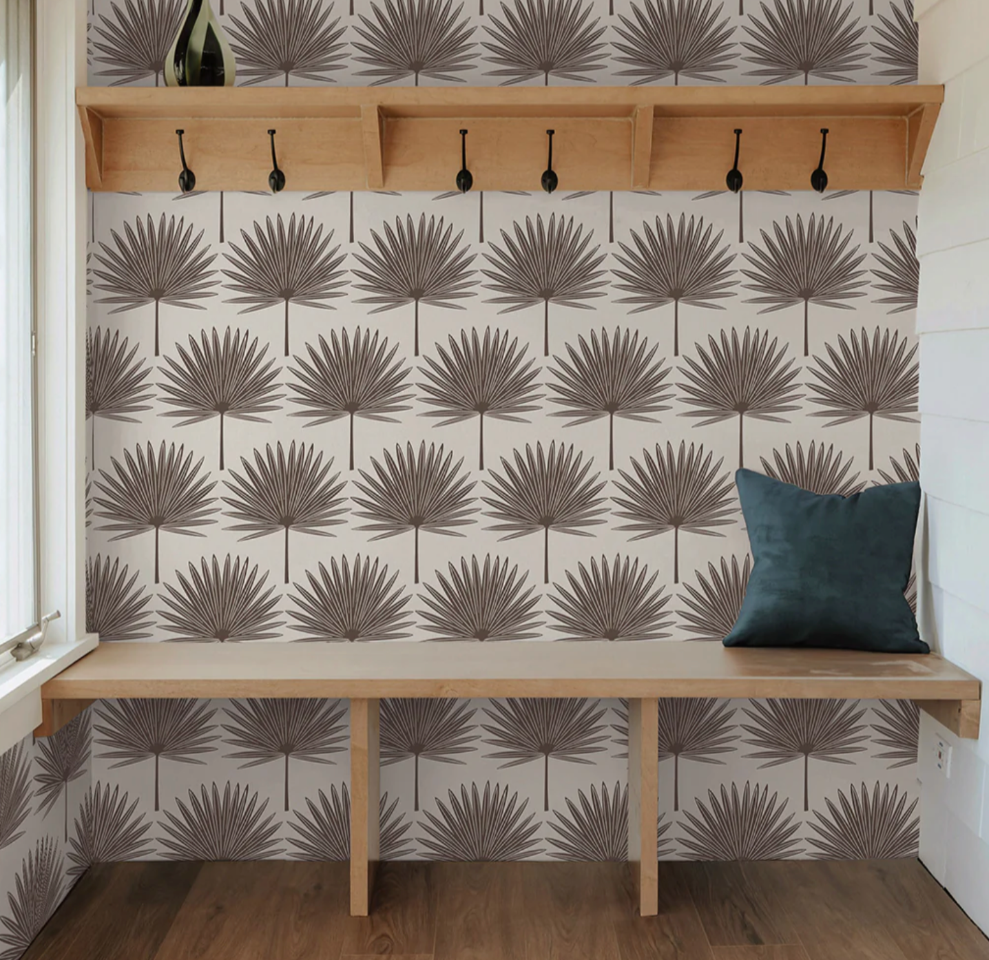 Stamped Palm Peel and Stick Wallpaper