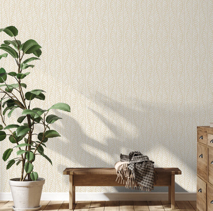 Block Print Leaves Peel and Stick Wallpaper
