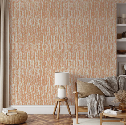 Block Print Leaves Peel and Stick Wallpaper