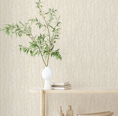 Block Print Leaves Peel and Stick Wallpaper