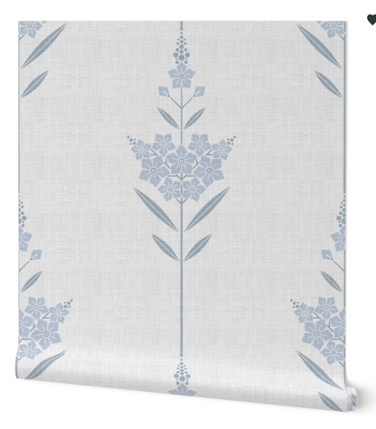 Minimalist Floral pattern Linen textured Wallpaper