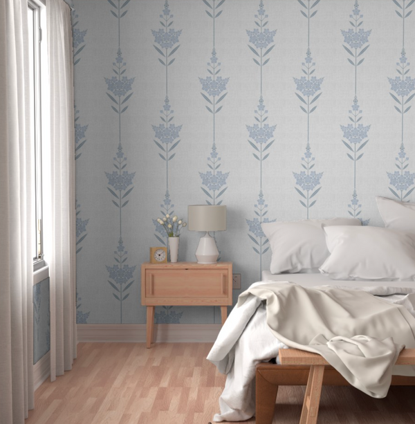 Minimalist Floral pattern Linen textured Wallpaper