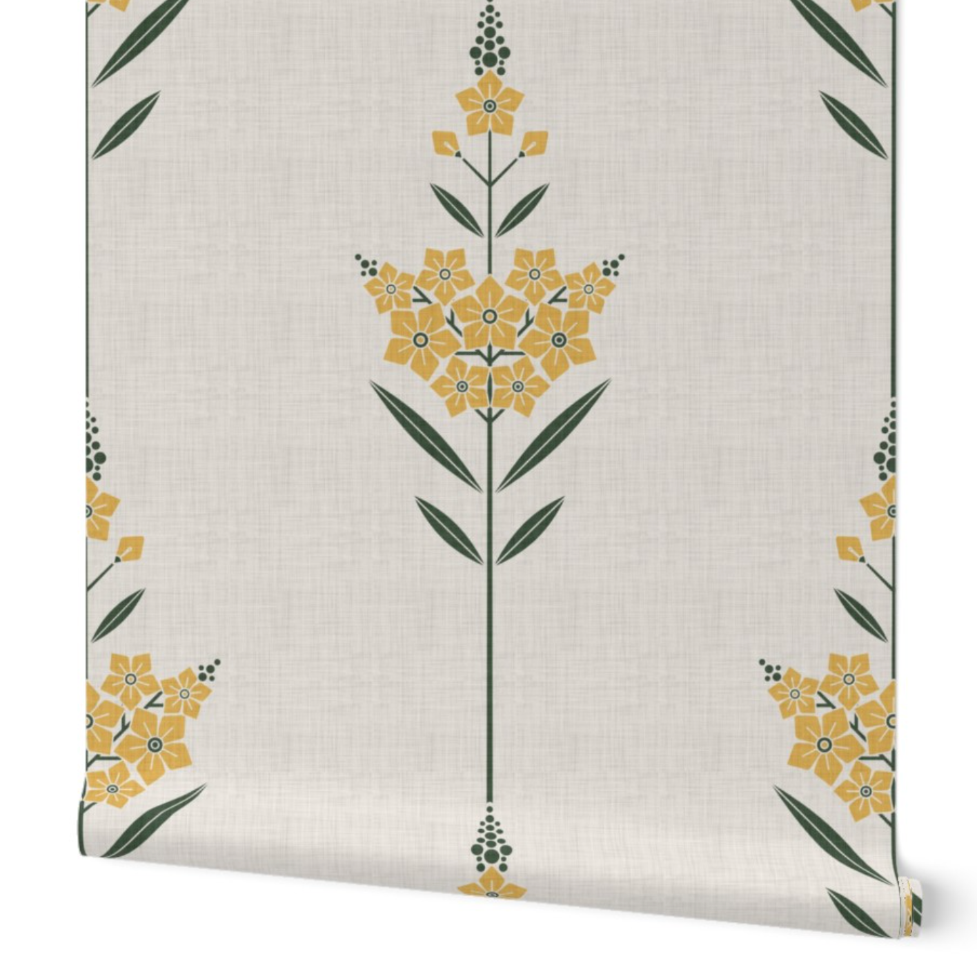 Minimalist Floral pattern Linen textured Wallpaper