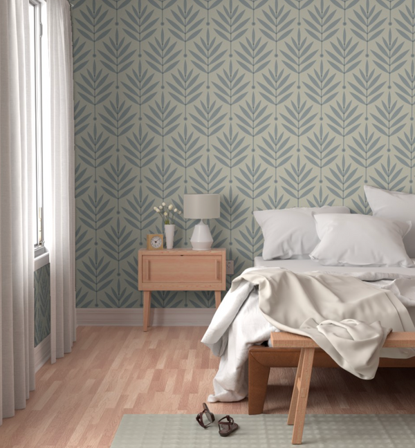 Ecru Leaves Wall Paper