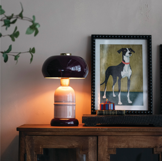 Plum Enameled Table Lamp