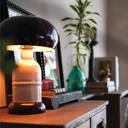 Plum Enameled Table Lamp