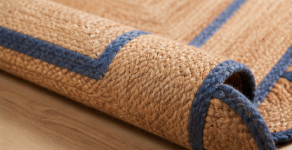 Scallop Jute Rug with Blue Border