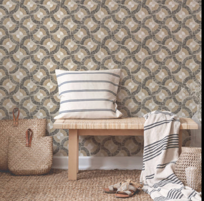 Faux Grasscloth Fans Peel and Stick Wallpaper