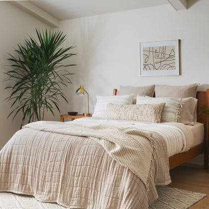 White & Beige Stripe Duvet Cover