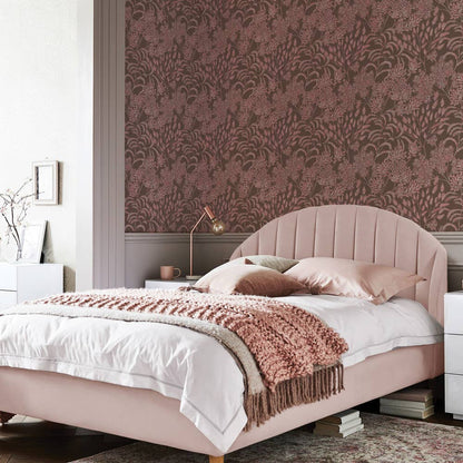 Stencil Foliage Unpasted Wallpaper in Mulberry