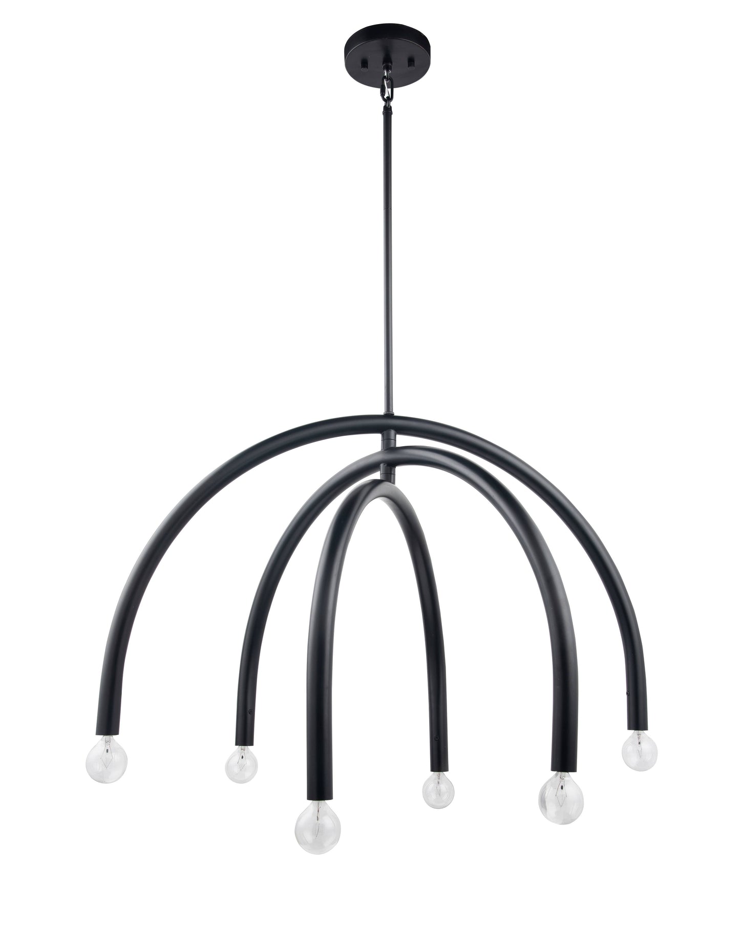Caboche Mid Century Modern Black 6-Light Chandelier