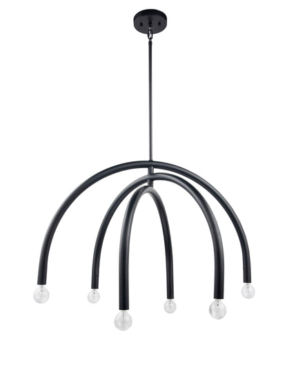 Caboche Mid Century Modern Black 6-Light Chandelier