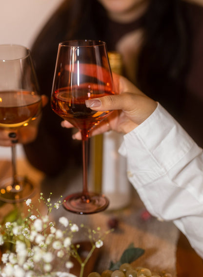 Dark Rose Color Wine Glasses