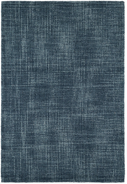 Annie Selke Crosshatched Denim wool rug with rich blue sketched crisscross pattern.