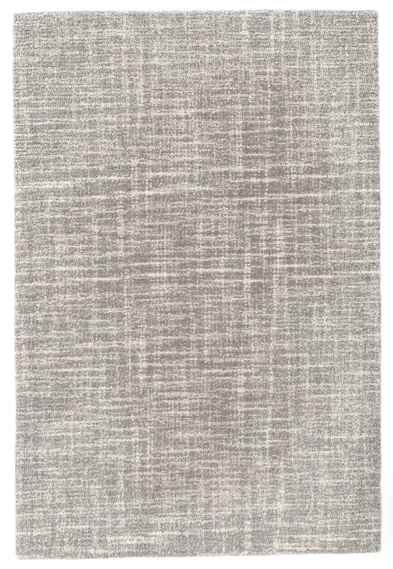 Annie Selke Crosshatched Dove Grey wool rug with sketched crisscross pattern.