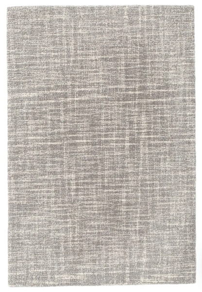 Annie Selke Crosshatched Dove Grey wool rug with sketched crisscross pattern.