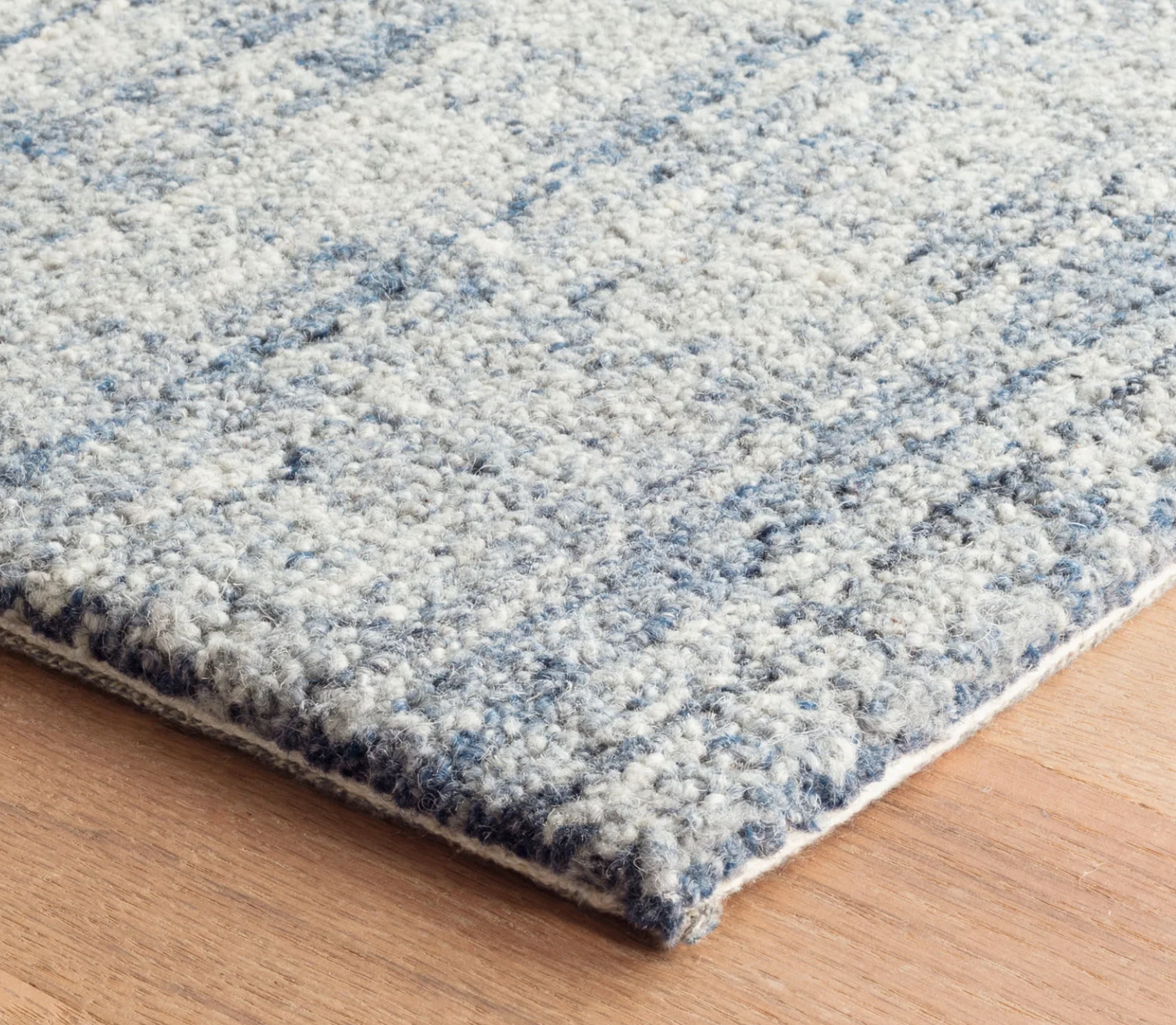 Close-up of the Annie Selke Harris Blue/Ivory wool rug texture
