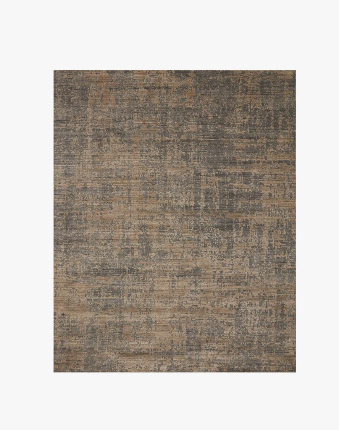 Arlo Charcoal/Taupe wool and rayon rug with organic linear texture.