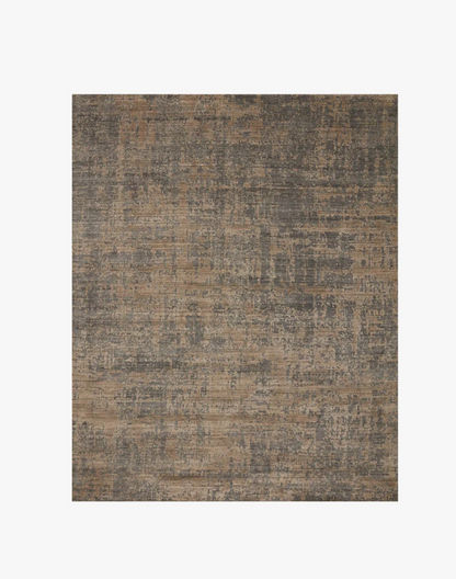Arlo Charcoal/Taupe wool and rayon rug with organic linear texture.