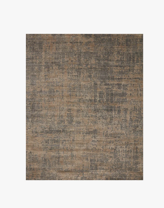 Arlo Charcoal/Taupe wool and rayon rug with organic linear texture.