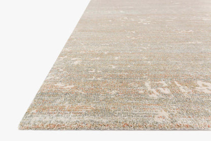 Close-up of the Augustus Sunset/Mist polypropylene and polyester rug texture.