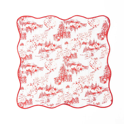 Santa Toile Scalloped Dinner Napkin