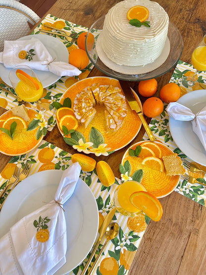 Orange Blossom Embroidered Napkin