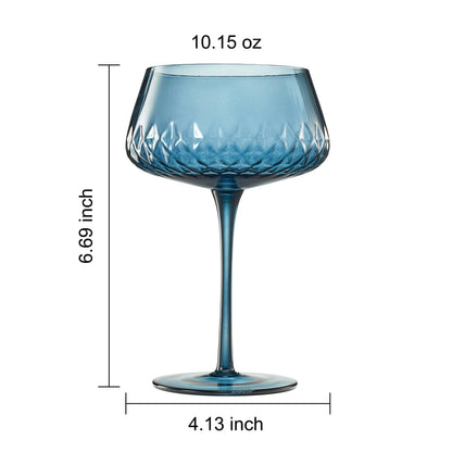 Colored Crystal Coupe Tulip Glasses 10 oz | Set of 4